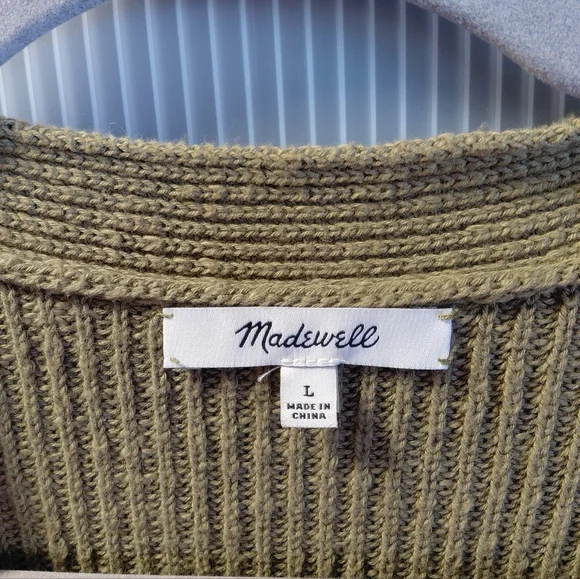Women'a Madewell Olive Green Button-Up Cotton Cardigan Sweater Versatile Comfy - Picture 4 of 6